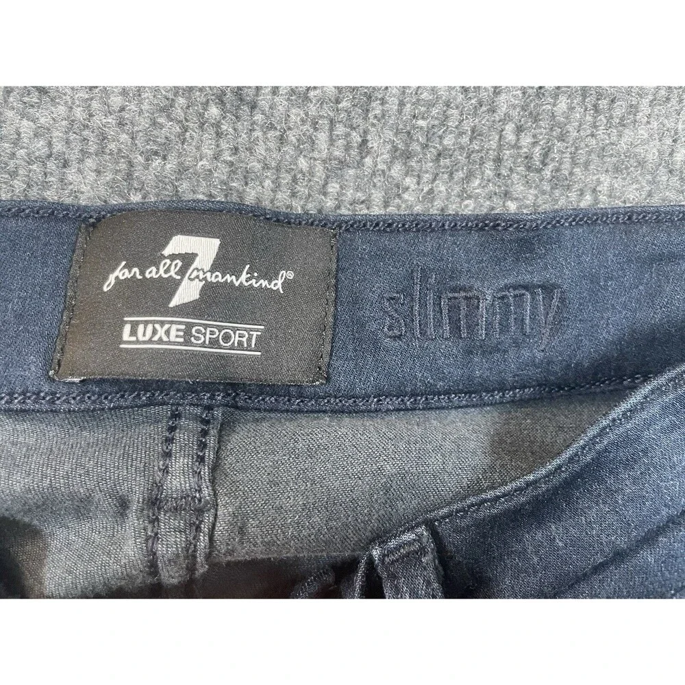 7 For All Mankind Slimmy Jeans Women 29 Blue Luxe Straight Leg Dark Wash Denim - Picture 8 of 12